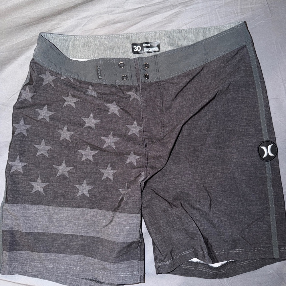 Hurley Gray Star & Stripe Swim Trunks